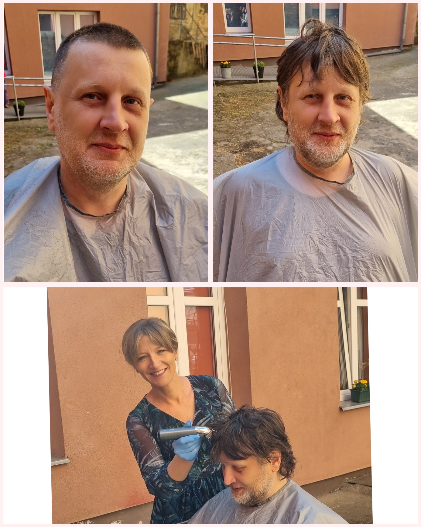 Colaż zdjęć z fryzjerstwa.